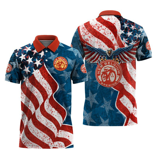 New Belgium American Eagle Flag Polo Shirt - VinoVogue.com