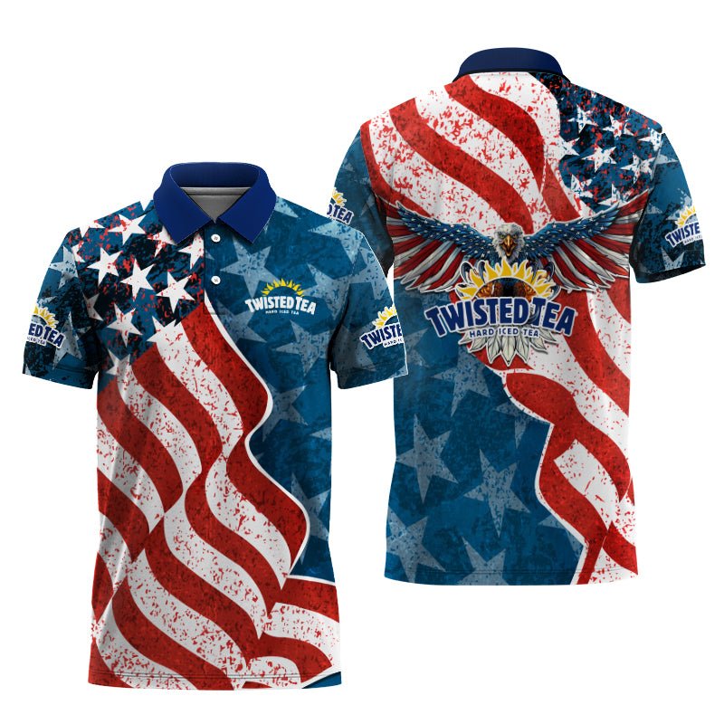 Twisted Tea American Eagle Flag Polo Shirt - VinoVogue.com