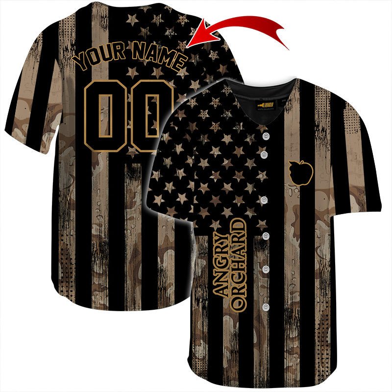 Personalized Angry Orchard Brown American Flag Jersey Shirt - VinoVogue.com