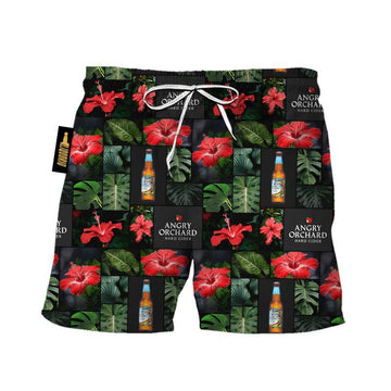 Angry Orchard Tropical Hibiscus Flower Swim Trunks - VinoVogue.com