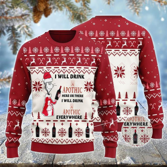 Apothic Cat Hat Will Drink Everywhere Ugly Sweater - VinoVogue.com