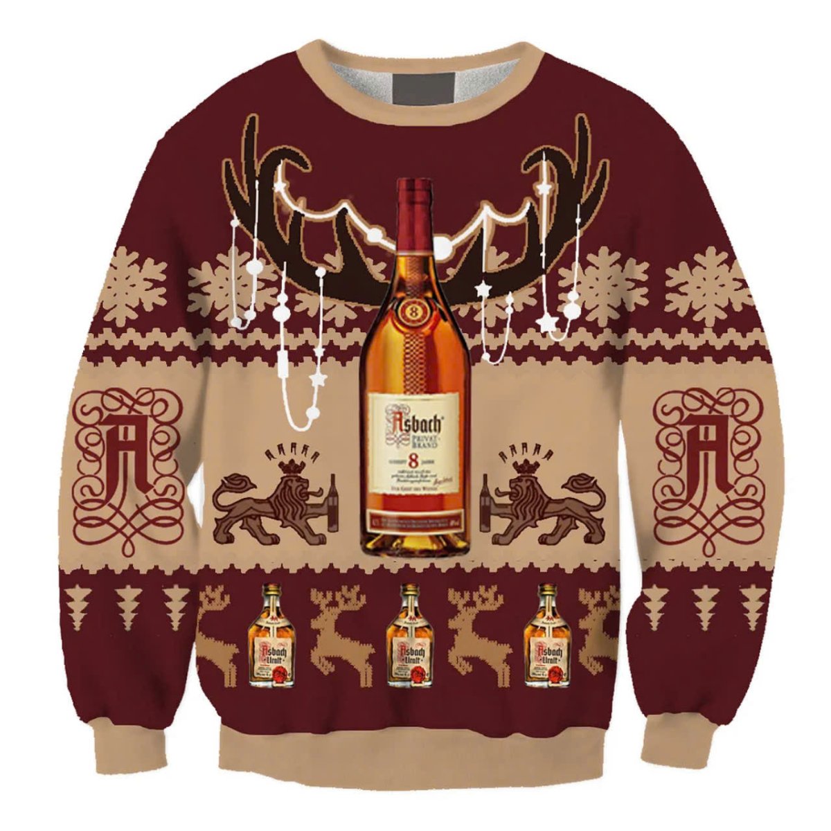 Asbach Reindeer Horns Ugly Sweater - VinoVogue.com