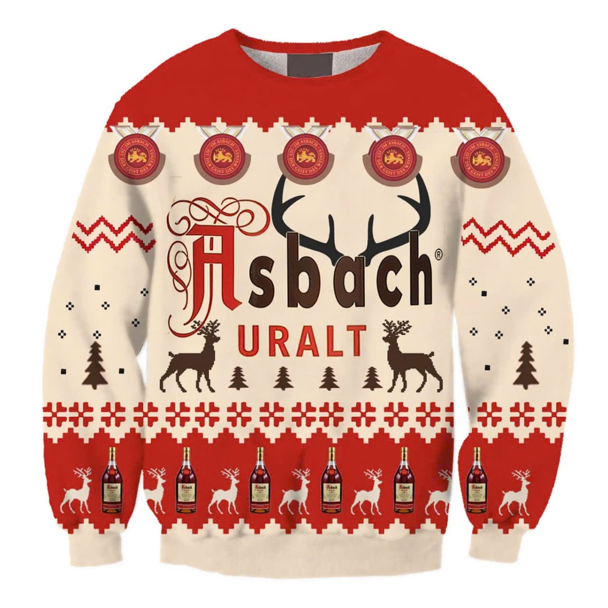 Asbach Uralt Christmas Reindeer Ugly Sweater - VinoVogue.com