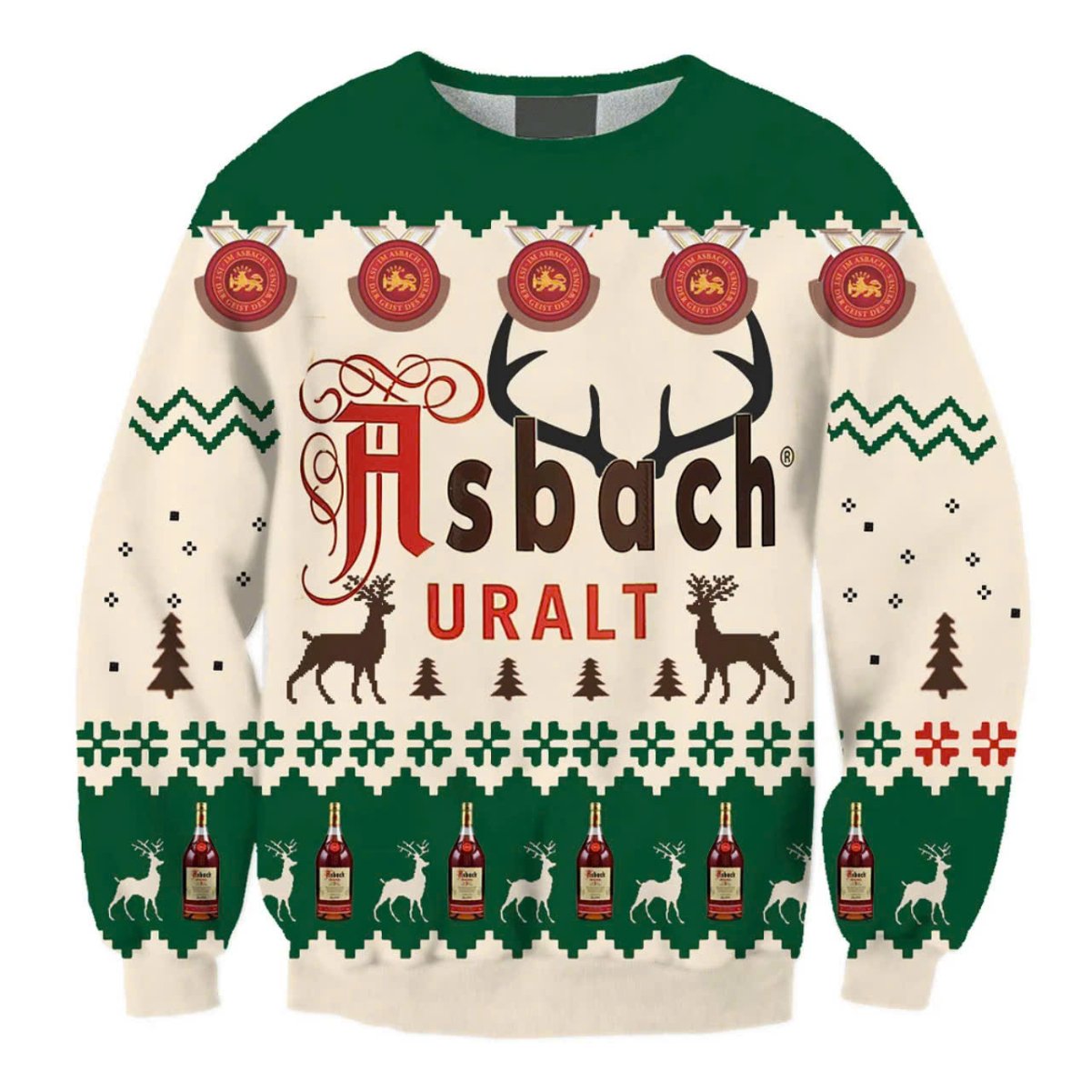 Asbach Uralt Christmas Reindeer Ugly Sweater - VinoVogue.com