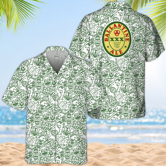 Ballantine Summer Doodle Art Hawaiian Shirt - VinoVogue.com