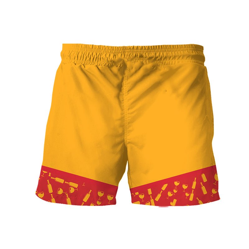 Fireball Bottle Pattern Swim Trunks - VinoVogue.com