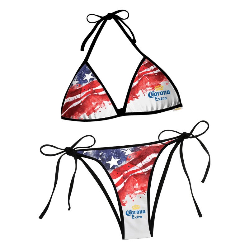 Corona Blur American Flag Triangle Beach Bikini - VinoVogue.com
