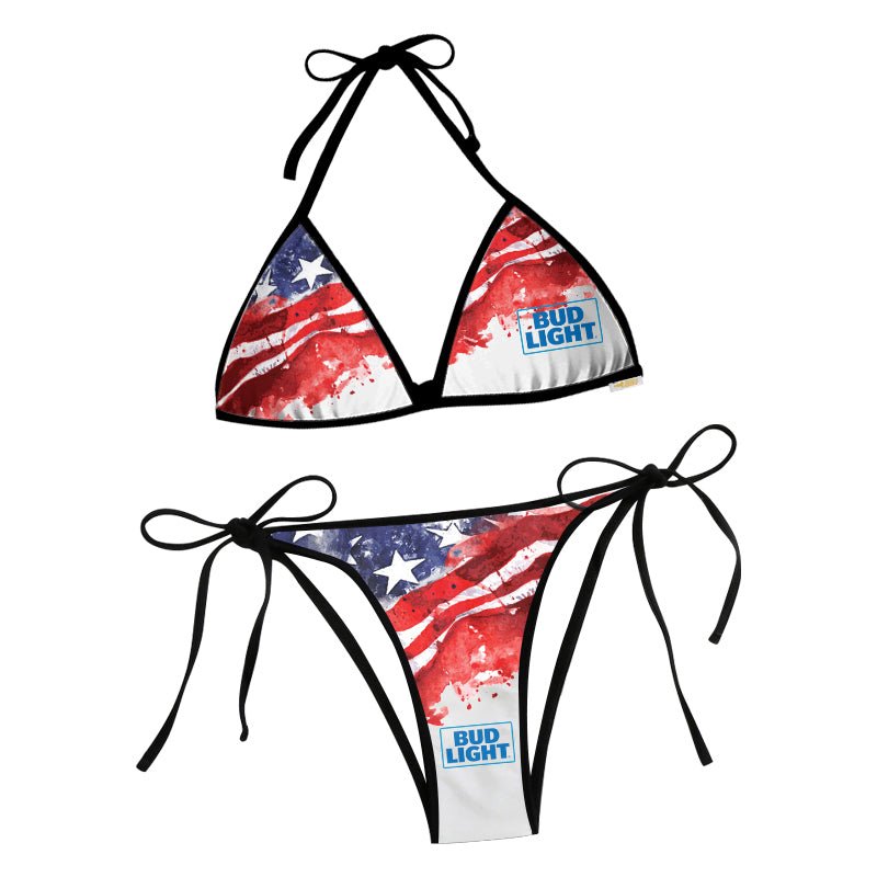 Bud Light Blur American Flag Triangle Beach Bikini - VinoVogue.com