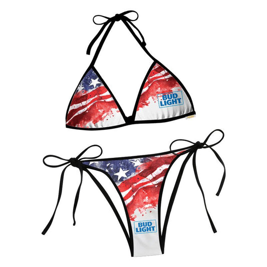 Bud Light Blur American Flag Triangle Beach Bikini - VinoVogue.com