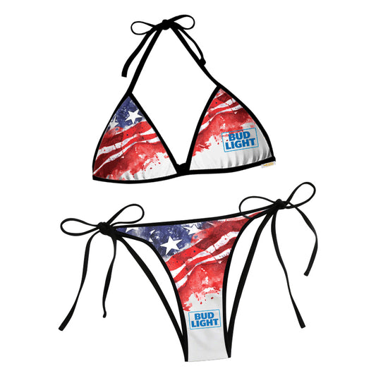 Bud Light Blur American Flag Triangle Beach Bikini