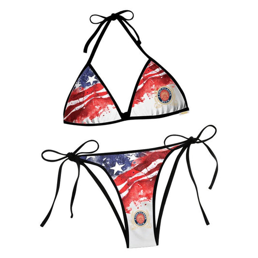 Miller Lite Blur American Flag Triangle Beach Bikini - VinoVogue.com