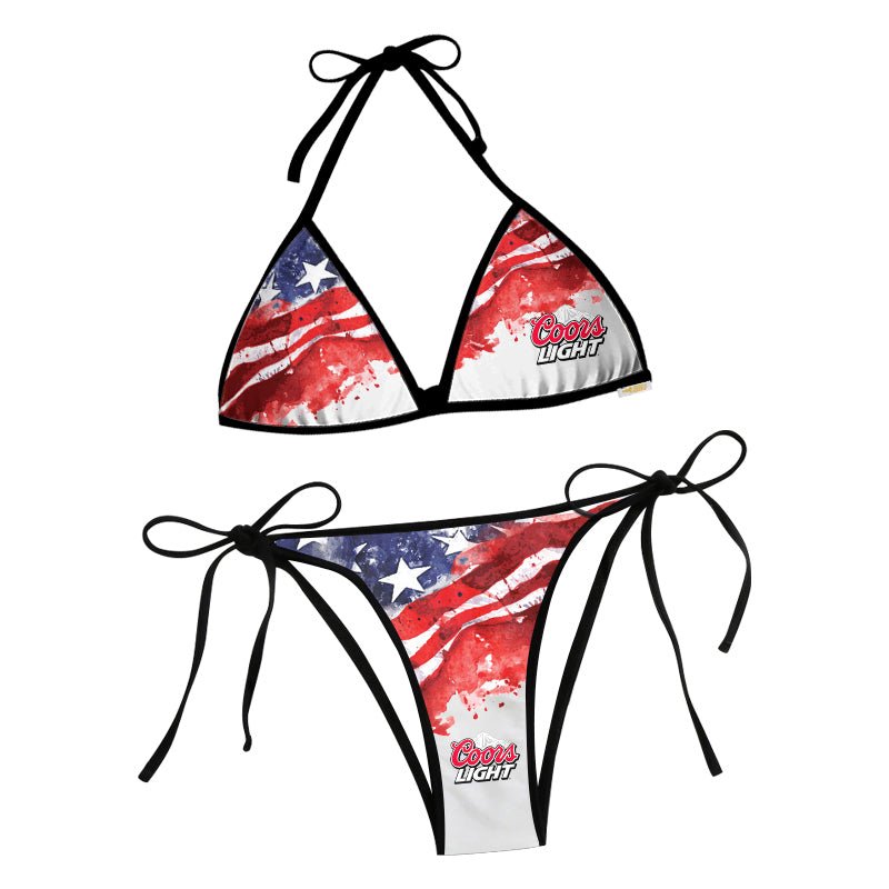 Coors Light Blur American Flag Triangle Beach Bikini - VinoVogue.com