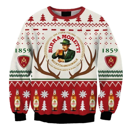 Birra Moretti Christmas Reindeer Ugly Sweater - VinoVogue.com