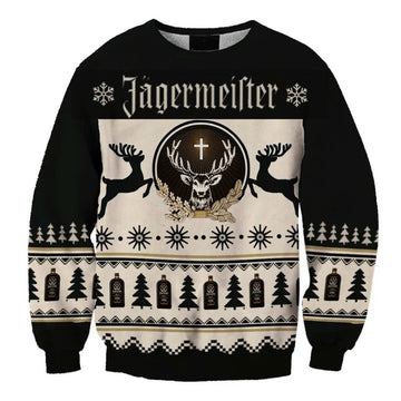 Black Jagermeister Christmas Ugly Sweater - VinoVogue.com