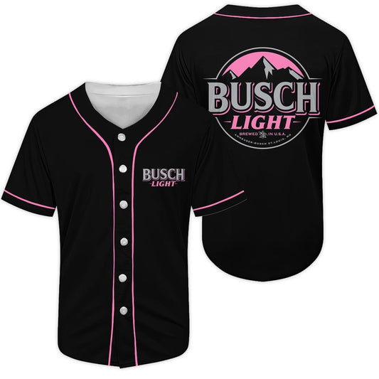 Black Pink Busch Light Baseball Jersey - VinoVogue.com