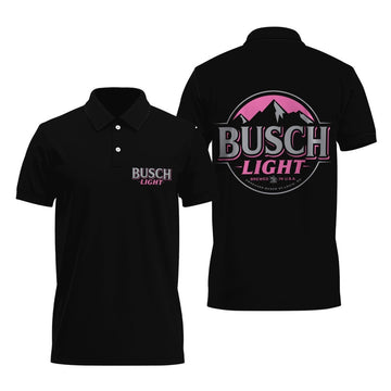 Black Pink Busch Light Polo Shirt - VinoVogue.com