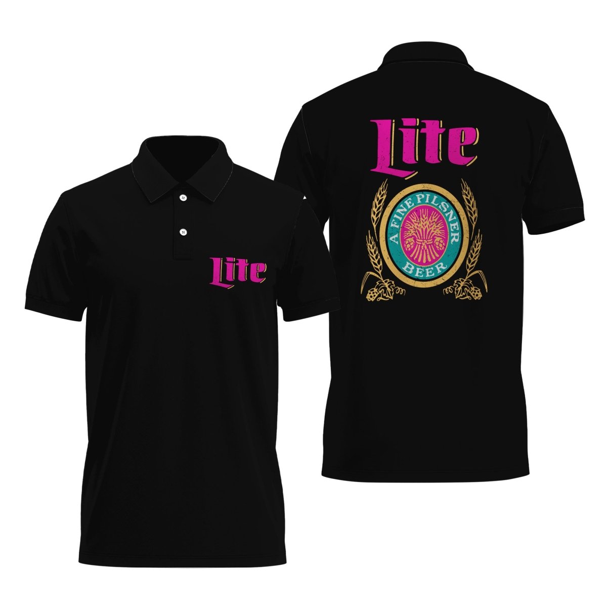 Black Pink Miller Lite Polo Shirt - VinoVogue.com