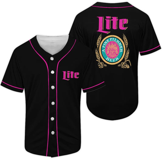 Black Pink Miller lite Baseball Jersey - VinoVogue.com