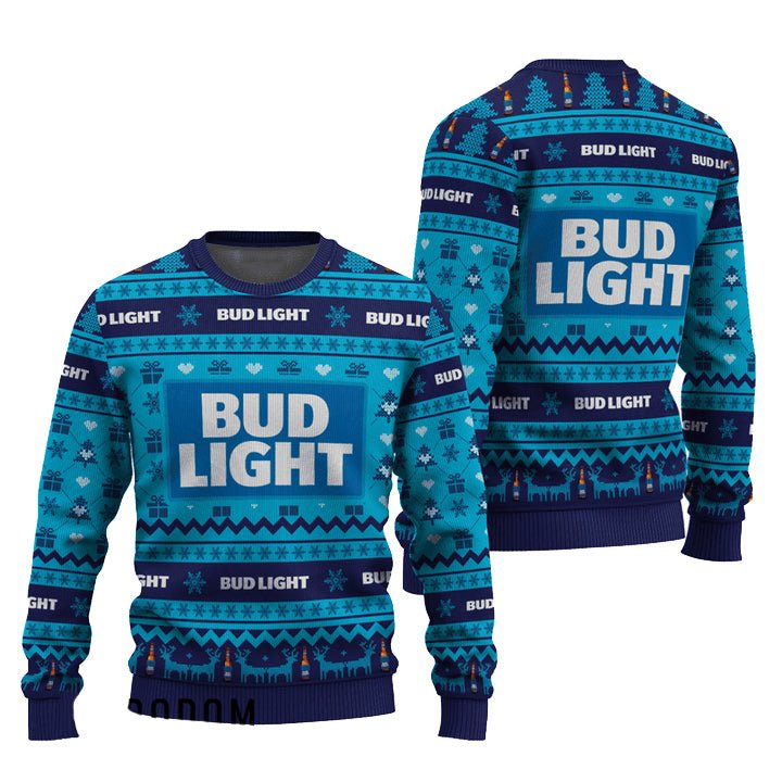 Bud Light Snowing Christmas Ugly Sweater - VinoVogue.com