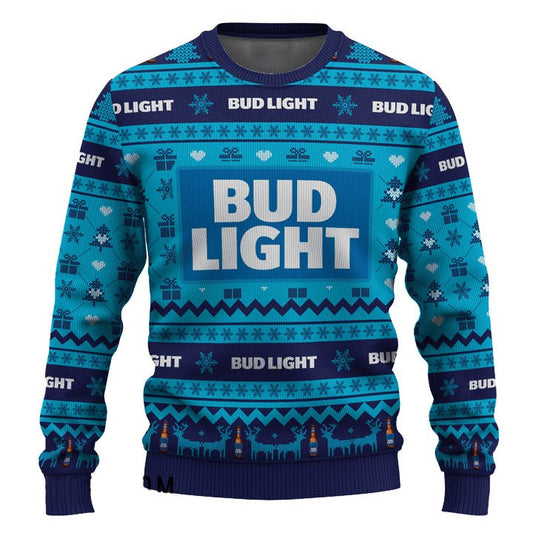 Bud Light Snowing Christmas Ugly Sweater - VinoVogue.com