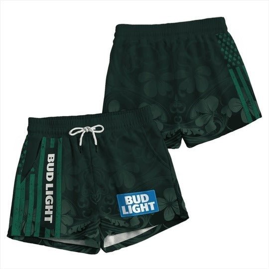 Bud Light St Patrick's USA Flag Women's Casual Shorts - VinoVogue.com
