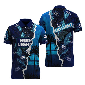 Bud Light Tropical Torn Paper Polo Shirt - VinoVogue.com