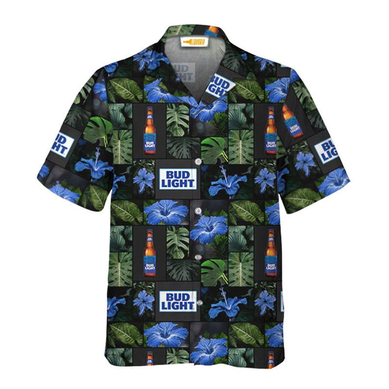 Bud Light Tropical Hibiscus Flower Hawaiian Shirt - VinoVogue.com