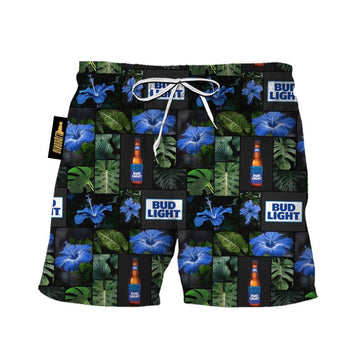 Bud Light Tropical Hibiscus Flower Swim Trunks - VinoVogue.com