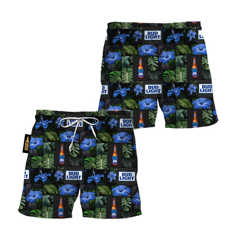 Bud Light Tropical Hibiscus Flower Swim Trunks - VinoVogue.com