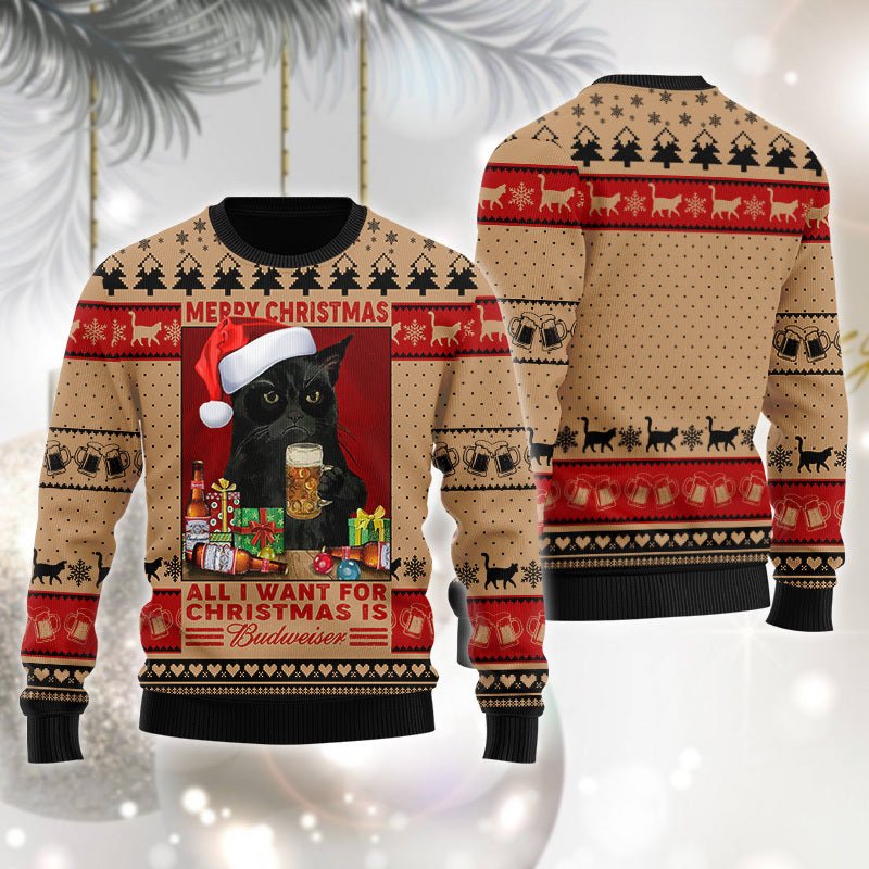 Budweiser Is All I Want For Christmas Ugly Sweater - VinoVogue.com