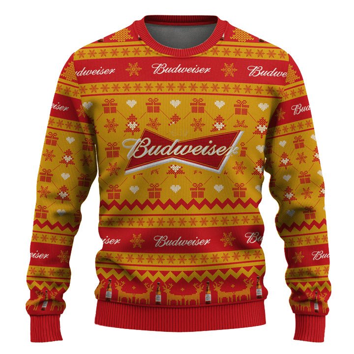 Budweiser Snowing Christmas Ugly Sweater - VinoVogue.com