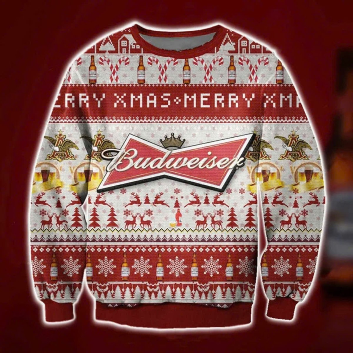 Budweiser Xmas Merry Ugly Sweater - VinoVogue.com