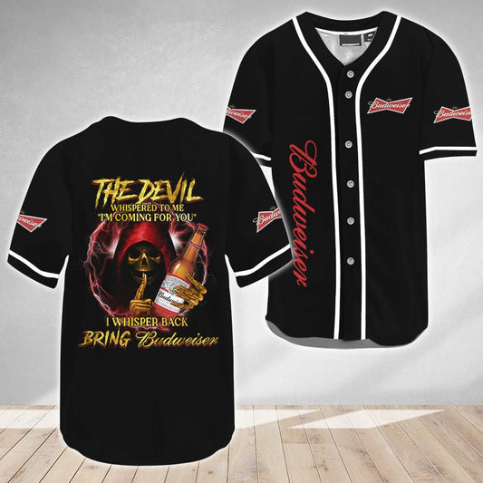 The Devil Whispered Budweiser Baseball Jersey - VinoVogue.com