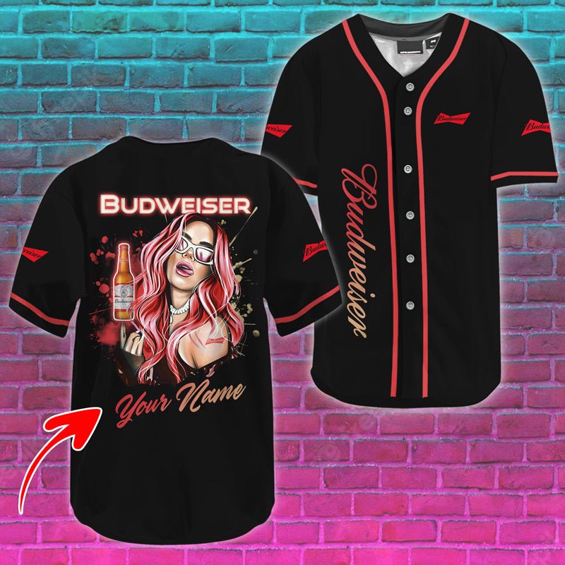 Personalized Budweiser's Sweet Lady Baseball Jersey - VinoVogue.com