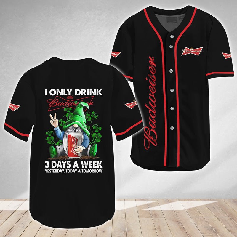 Gnome Only Drink Budweiser Baseball Jersey - VinoVogue.com