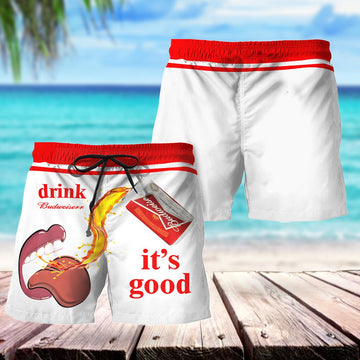 Drink Budweiser It's Good Swim Trunks - VinoVogue.com