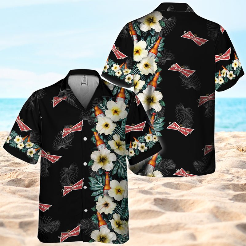 Budweiser Tropical Floral Hawaiian Shirt - VinoVogue.com