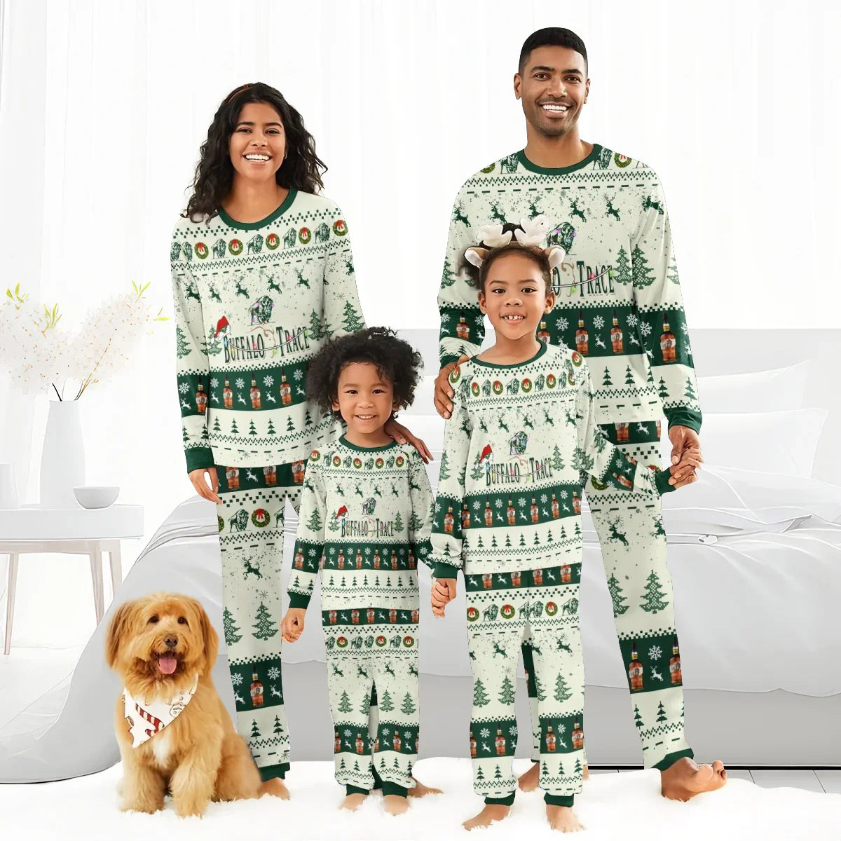 Buffalo Trace Santa Rudolph Deer Family Pajamas Set