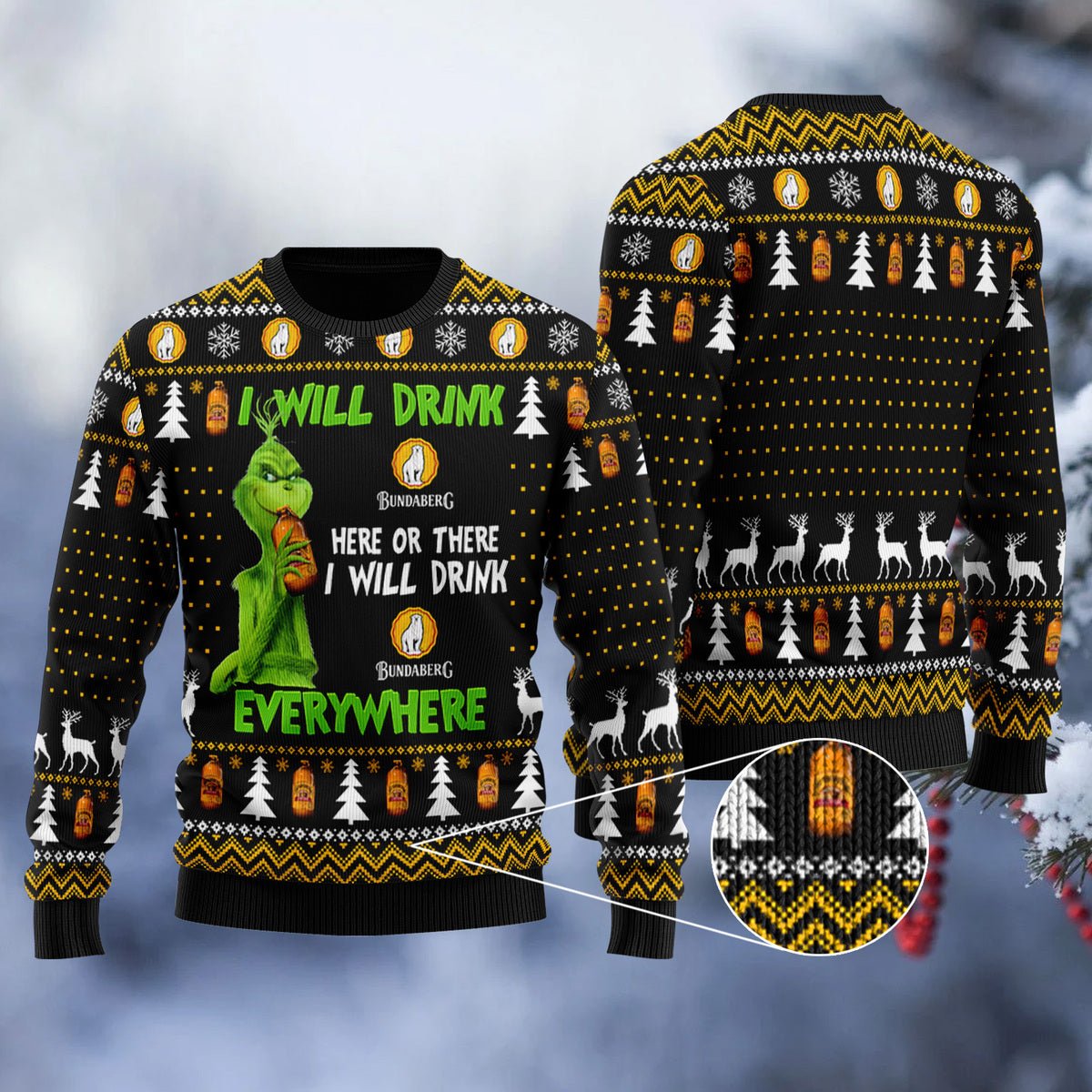 Bundaberg Grinch Will Drink Everywhere Ugly Sweater - VinoVogue.com