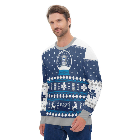 Busch Light Christmas Crystal Ball Ugly Sweater