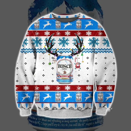 Busch Light Christmas Reindeer Ugly Sweater - VinoVogue.com