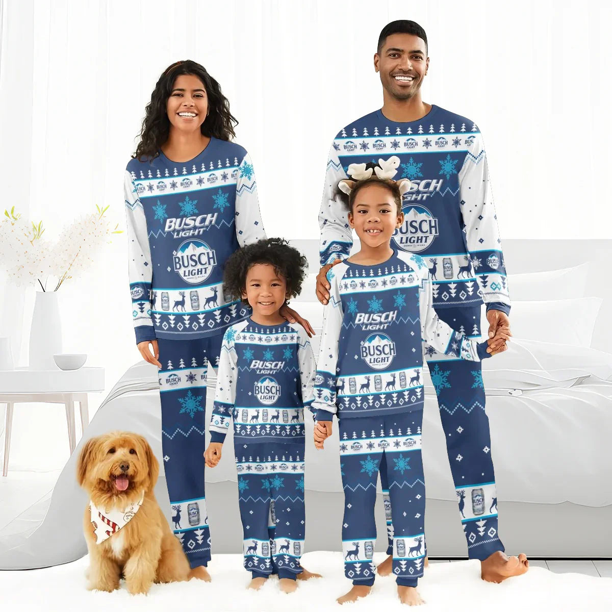 Busch Light Christmas Snowfall Family Pajamas Set