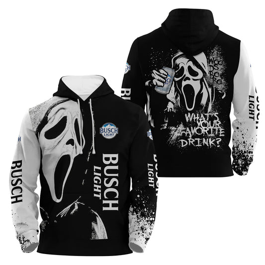 Busch Light Ghostface Scream Hoodie & Zip Hoodie