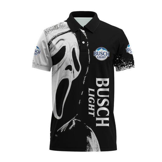 Busch Light Ghostface Scream Polo Shirt - VinoVogue.com