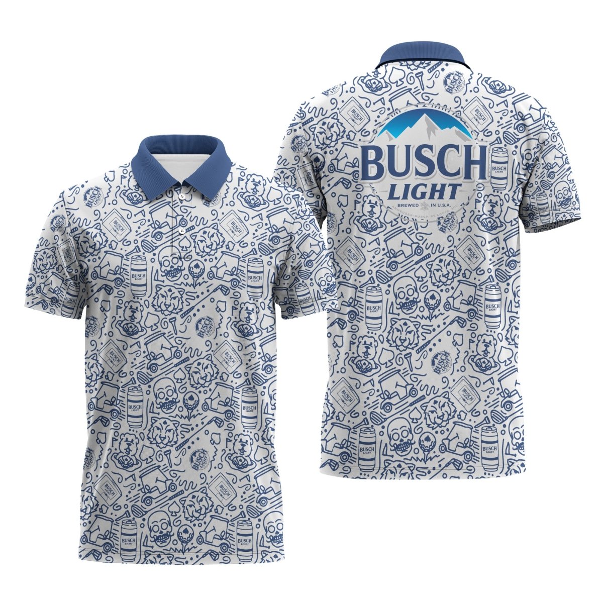 Busch Light Summer Doodle Art Polo Shirt - VinoVogue.com