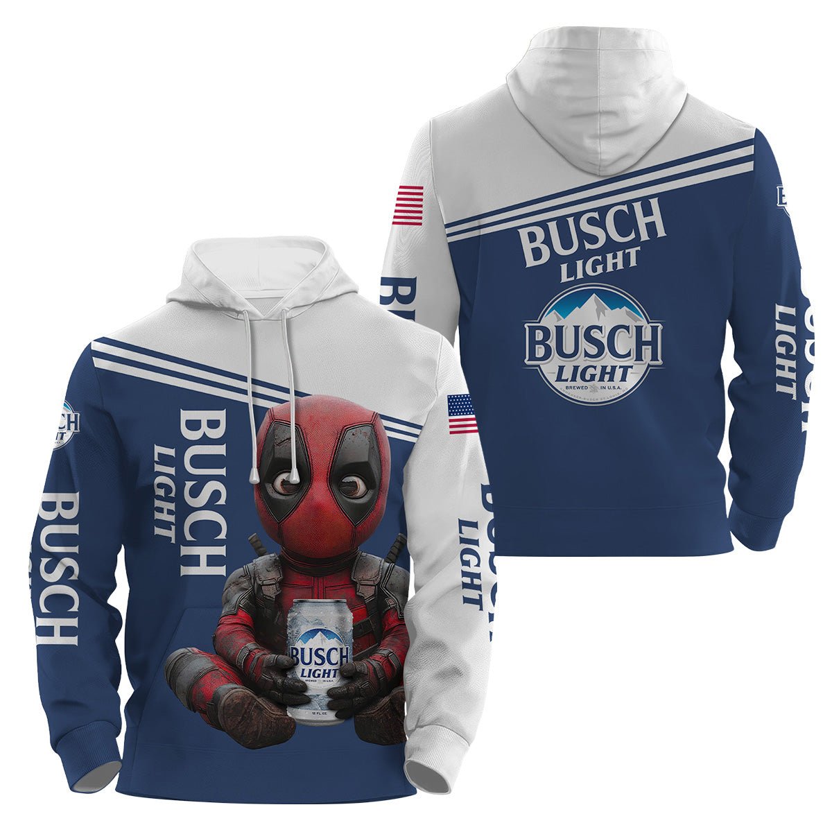 Busch Light Time with Deadpool Hoodie & Zip Hoodie - VinoVogue.com