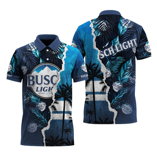 Busch Light Tropical Torn Paper Polo Shirt - VinoVogue.com