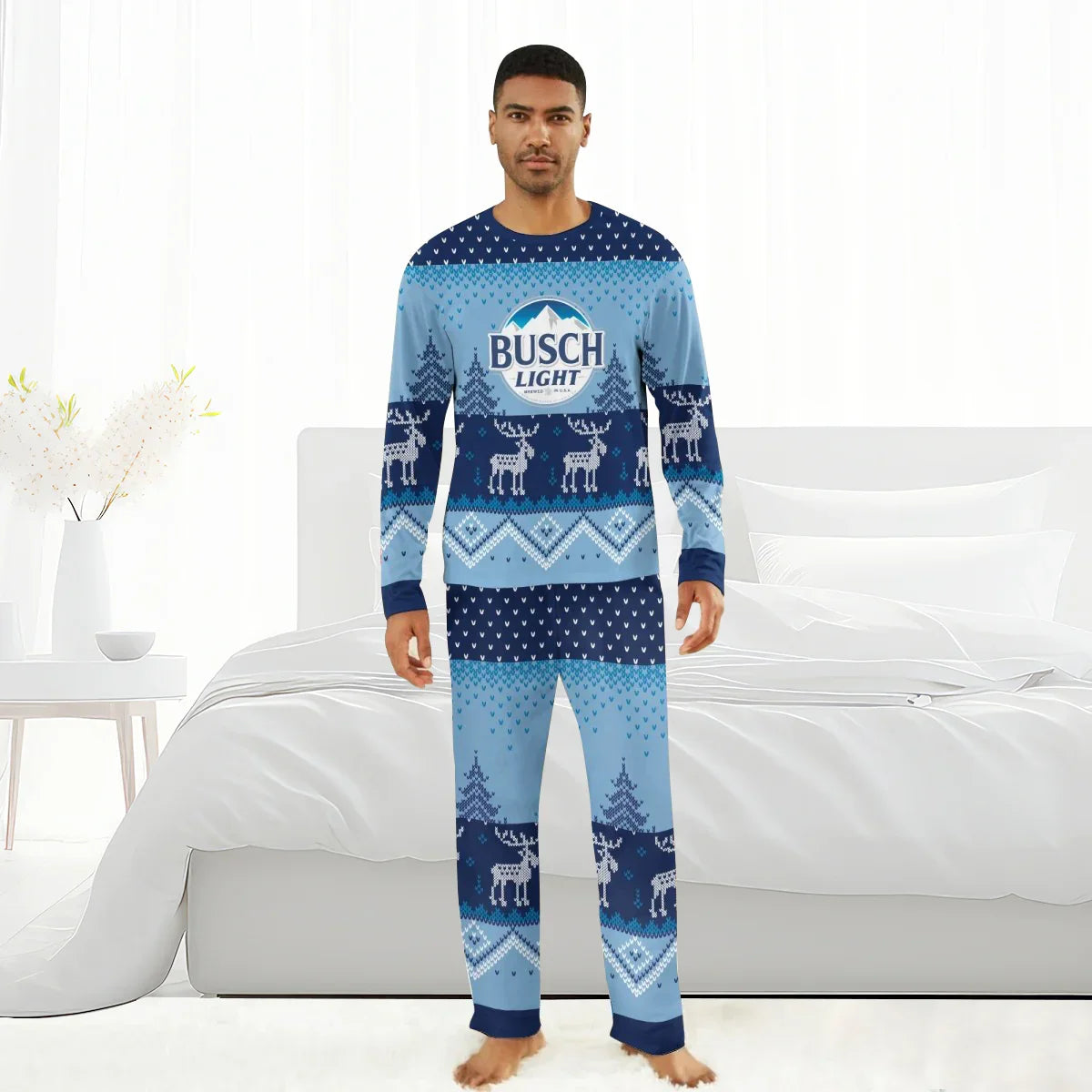 Busch Light Winter Reindeer Family Pajamas Set