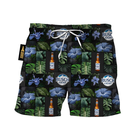 Busch Light Hibiscus Flower Swim Trunks - VinoVogue.com