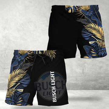 Busch Light Tropical Kentia Palm Swim Trunks - VinoVogue.com